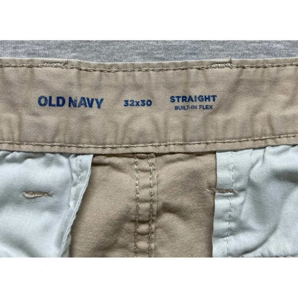 Old Navy Built In Flex Cargo Pants Mens 30x27.5 Beige Cotton Straight Workwear